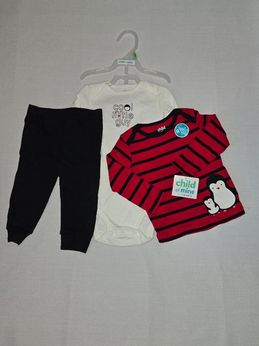 Child of Mine Carter’s Baby Penguin 3 Piece Outfit Set 6-9M